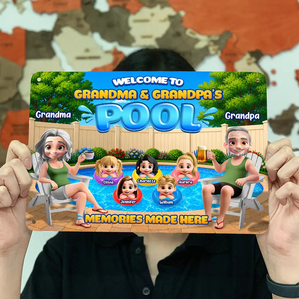 Welcome To Grandparents Pool Summer - Personalized Classic Metal Signs