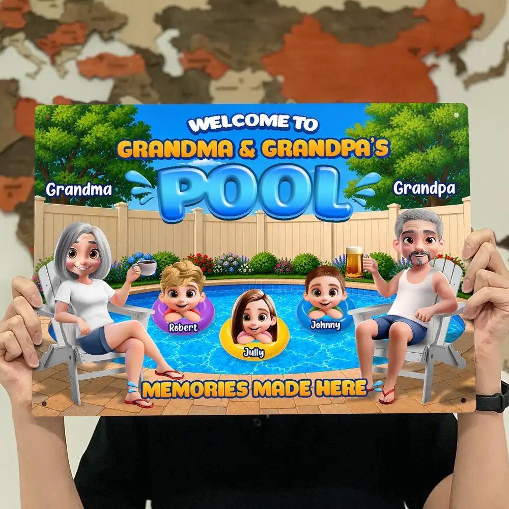 Welcome To Grandparents Pool Summer - Personalized Classic Metal Signs