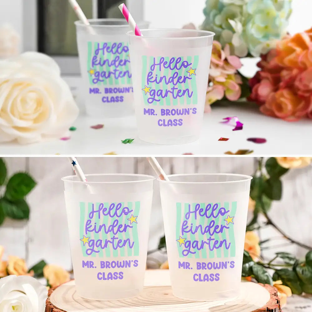 Welcome To Kindergarten First Grade - Personalized Frosted Cups