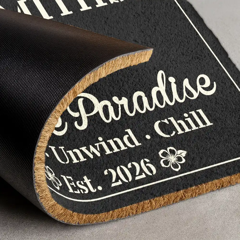 Welcome To Our Poolside Paradise - Personalized Coconut Doormat