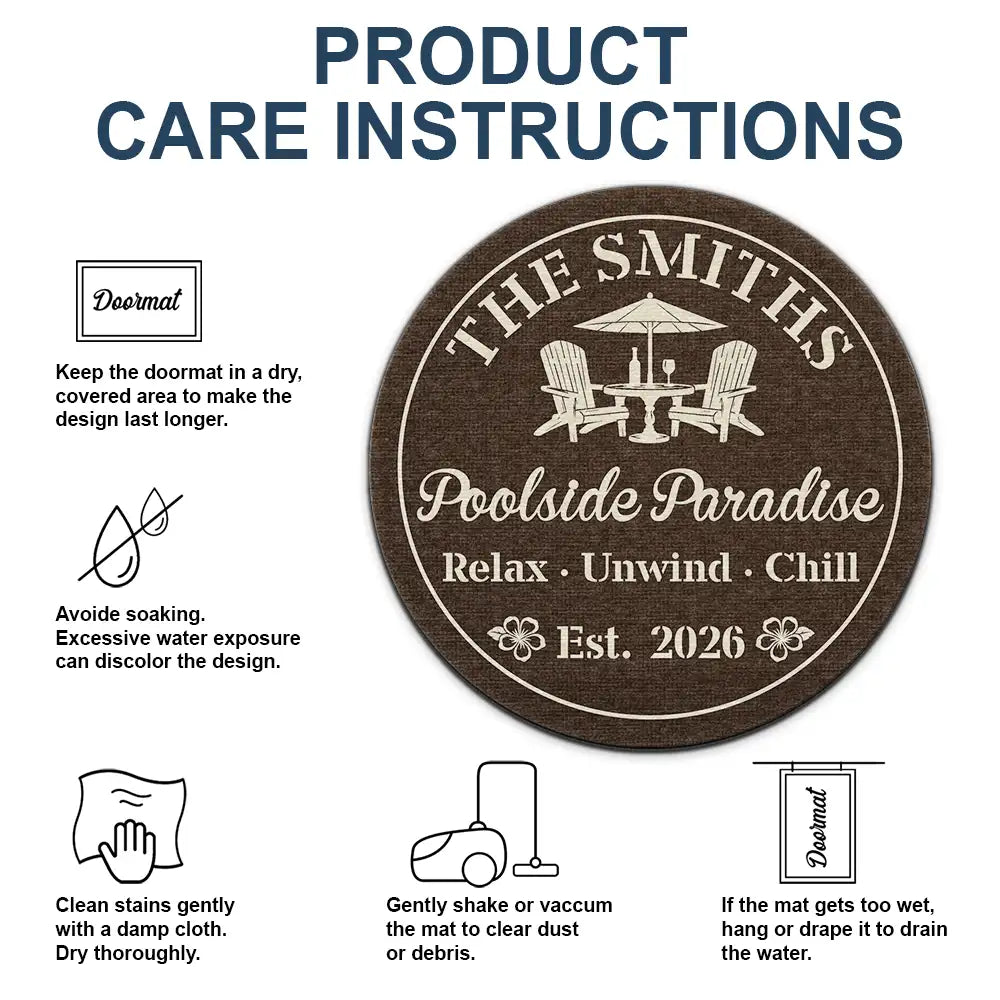 Welcome To Our Poolside Paradise - Personalized Custom Shaped Doormat