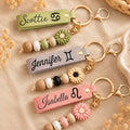 Zodiac Signs With Name - Personalized Leather Beaded Keychain