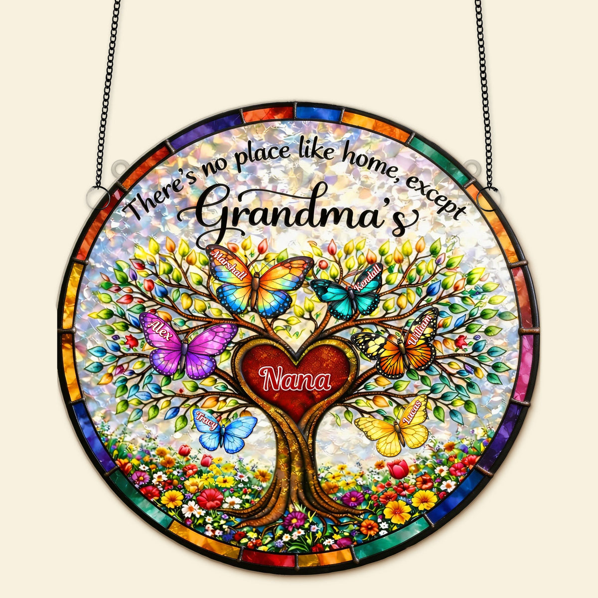 Butterfly Family Tree Suncatcher Ornament - Personalized Gifts For Grandma 06tymg040326