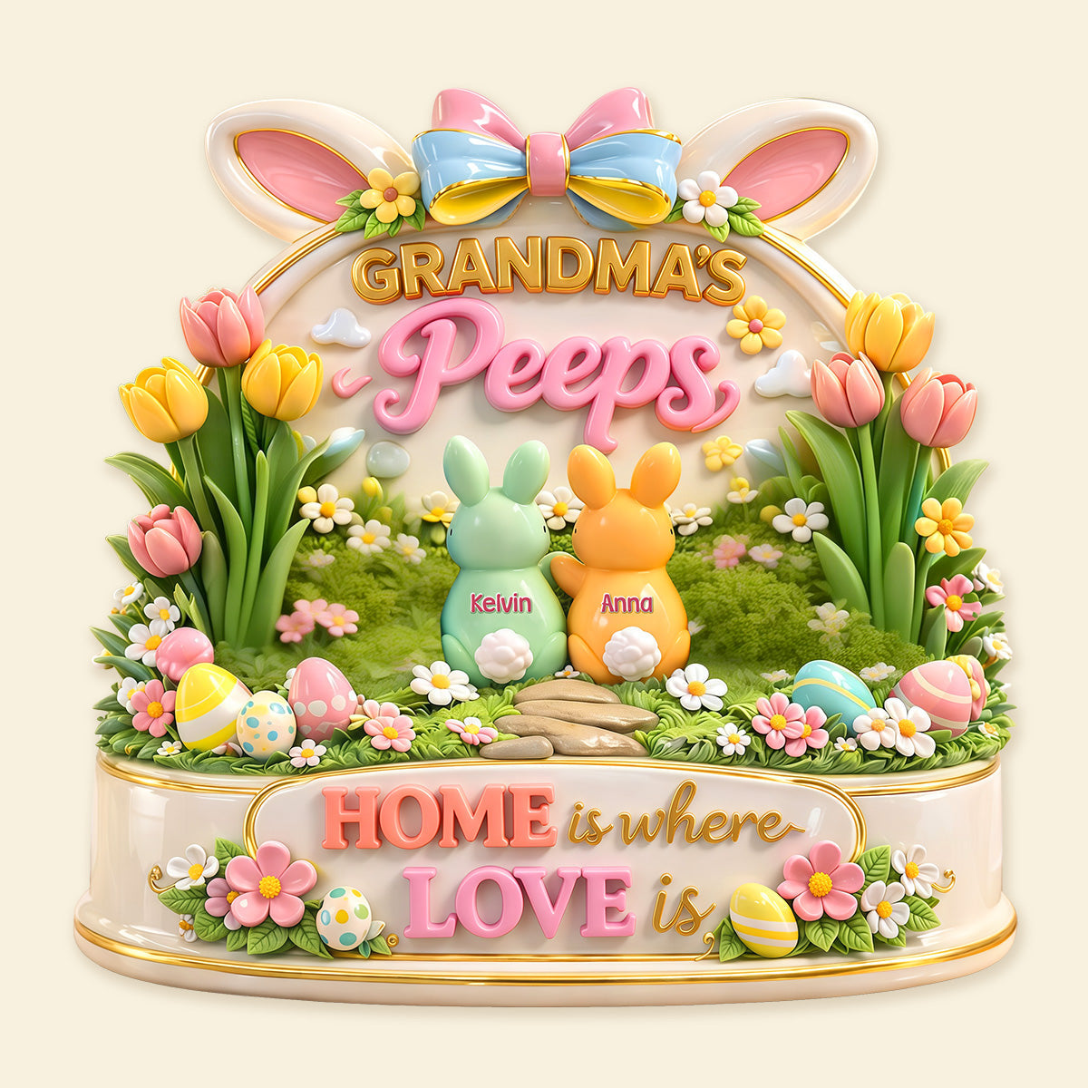 Bunny Peeps Acrylic Plaque - Personalized Gifts For Grandma Easter Day 01tymg170326