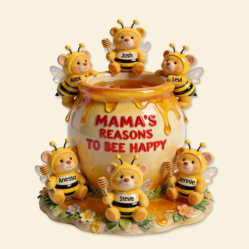 Reason To Bee Happy Bee Mom And Kids Acrylic Plaque - Personalized Gifts For Mother's Day Plaque 01TOMG190326