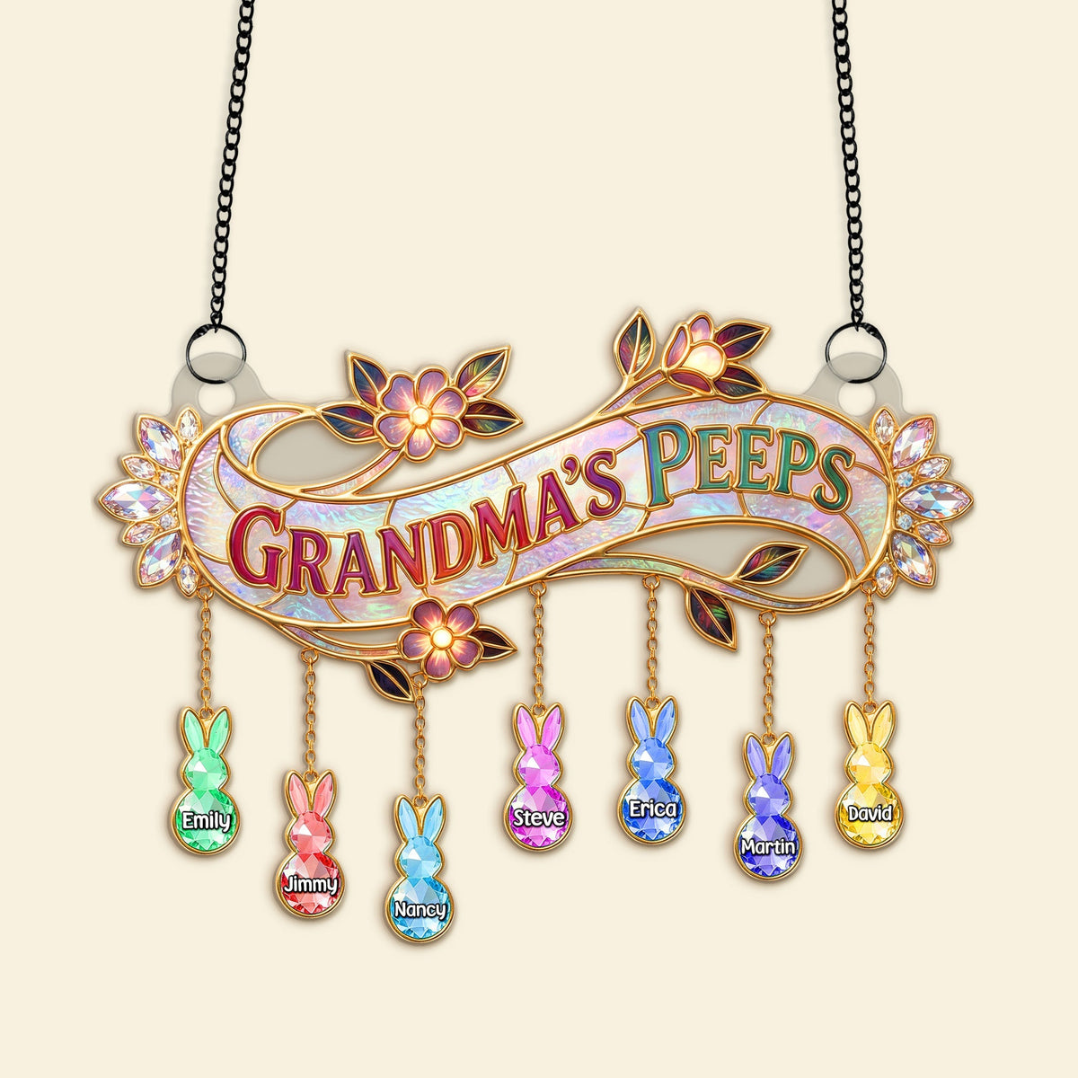 Cute Little Peeps Suncatcher - Personalized Gift For Grandma/Mom 01KIMG250326