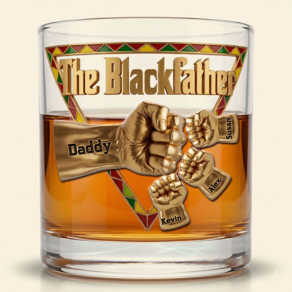 The Black Father 11oz Round Glass - Personalized Gifts For Dad 162huti080626