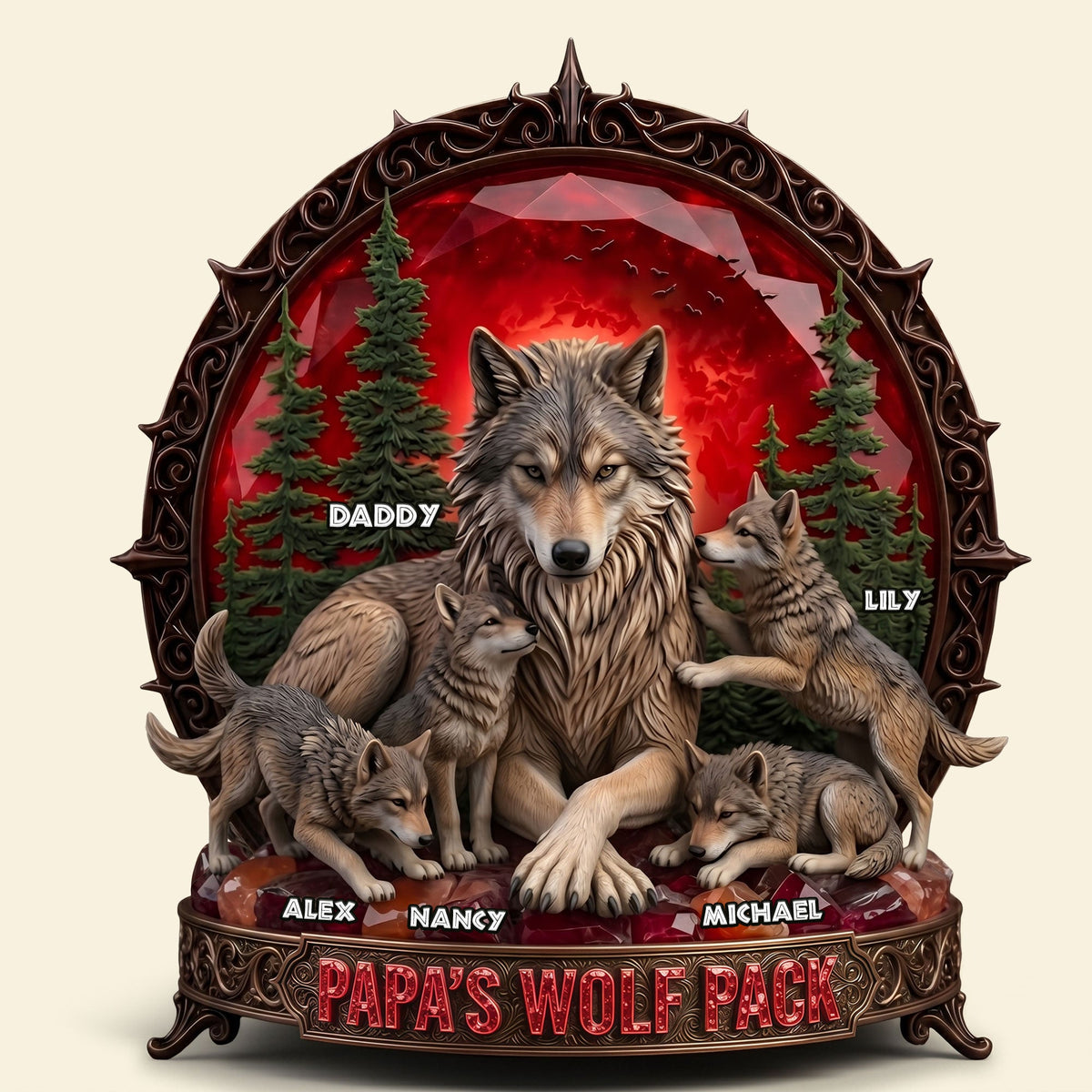 Papa's Wolf Pack Acrylic Plaque - Personalized Gifts For Dad 01TYTI040526