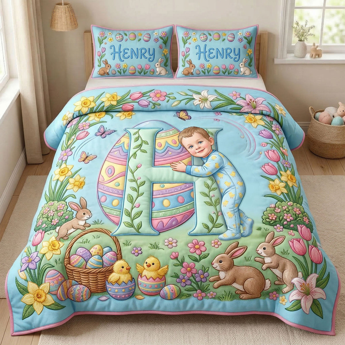 Easter Alphabet Quilt Bed Set - Custom Photo Gifts 03PATI190326