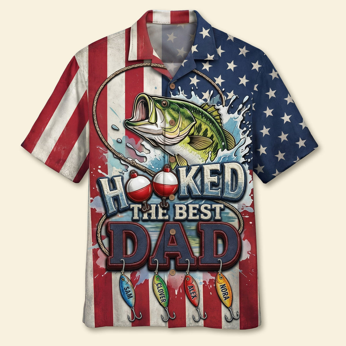 Hooked The Best Dad Hawaiian Shirt Personalized Gifts For Dad 03PATI150426