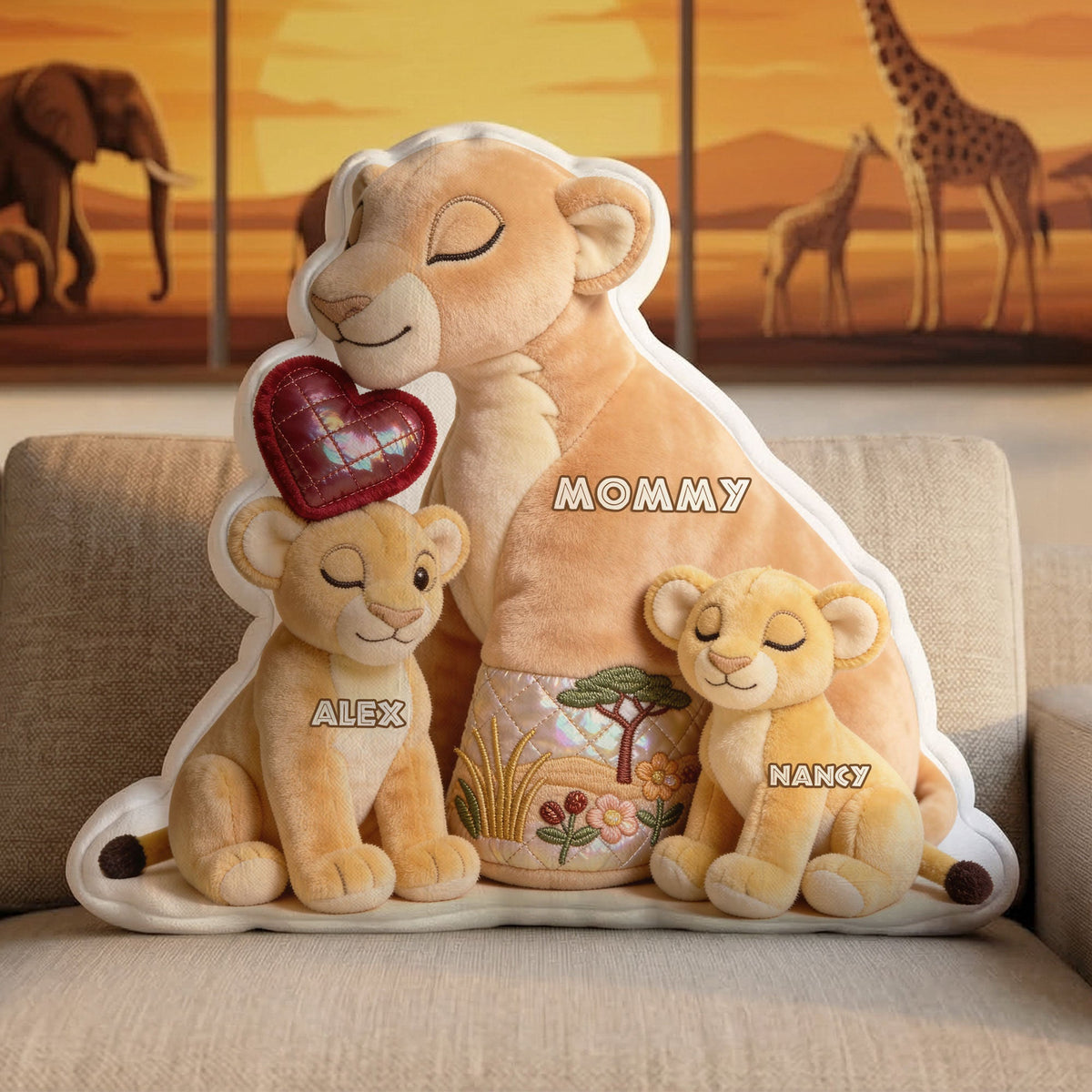 Mom And Baby Cub Pillow  - Personalized Gifts For Mother's Day Pillow 01NATI170326