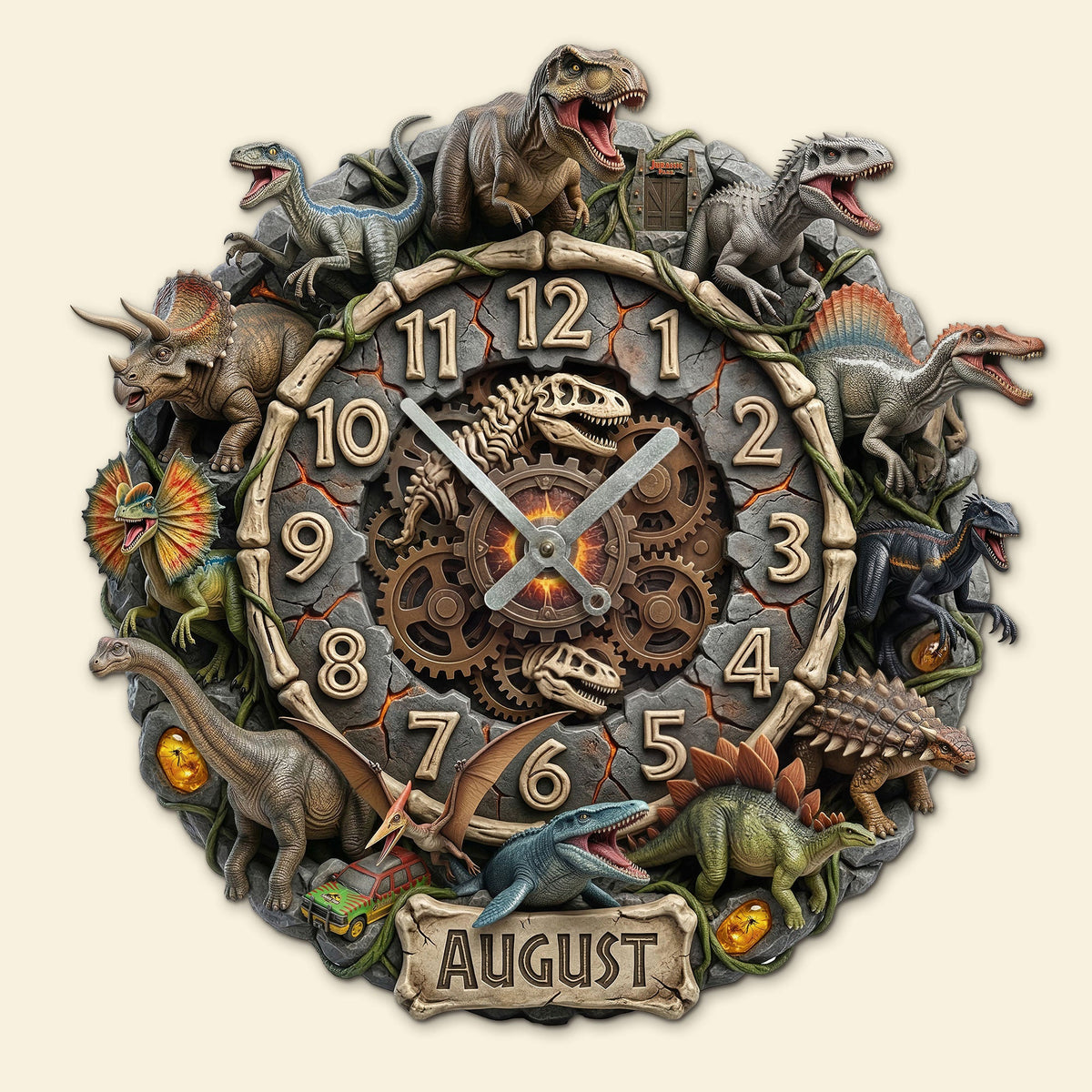 Dinosaur Acrylic Hanging Wall Clock - Personalized Gifts For Dinosaur Lovers 02huti140326