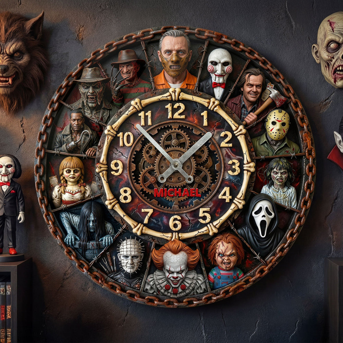 Horror Time Loop Hanging Wall Clock - Personalized Gifts For Horror Lovers 138huti080626