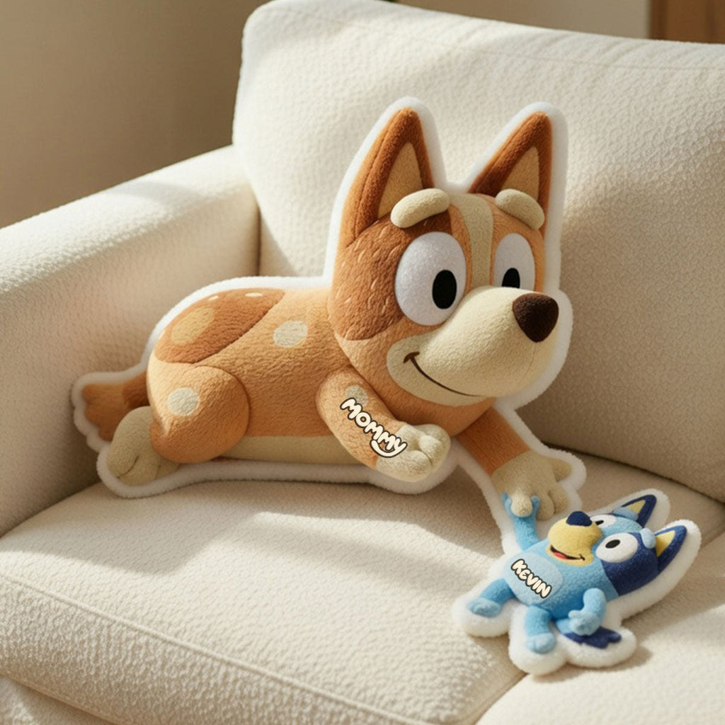 Cute Mommy Dog And Puppy Shape Pillow  - Personalized Gifts For Mom 02OHTI280326