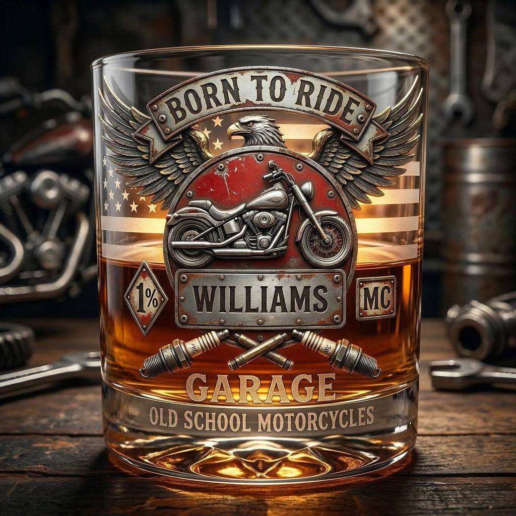 Born To Ride 11oz Round Glass - Personalized Gifts For Bikers 03pati300326