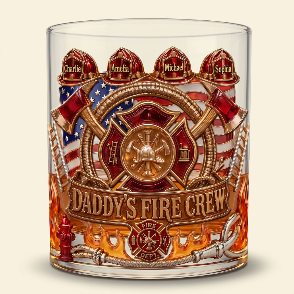 Firefighter Daddy's Crew Glass Mug Personalized Gifts For Dad 01PATI060526