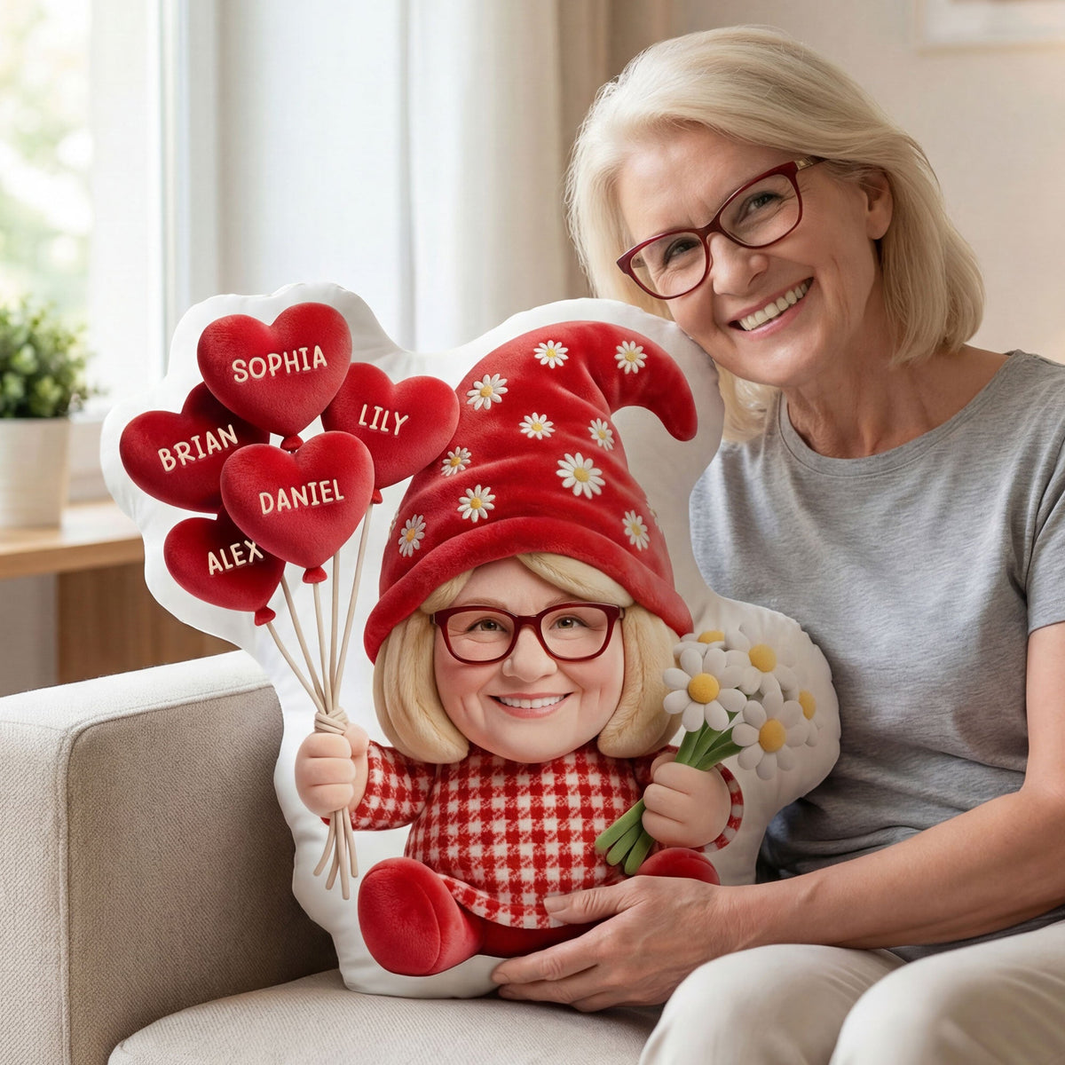 Gnome Grandma Custom Shape Pillow - Custom Photo Gifts For Grandmas 01nati010426