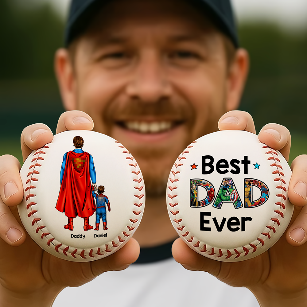 Super Powerful Dad Baseball - Personalized Gift For Dad 011ACHU290425PA