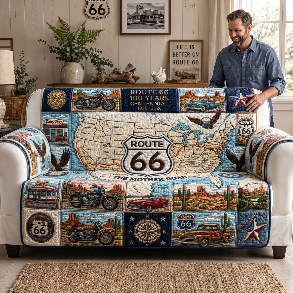 American Road Quited Sofa Cover, Personalized Gifts 02qhti300626