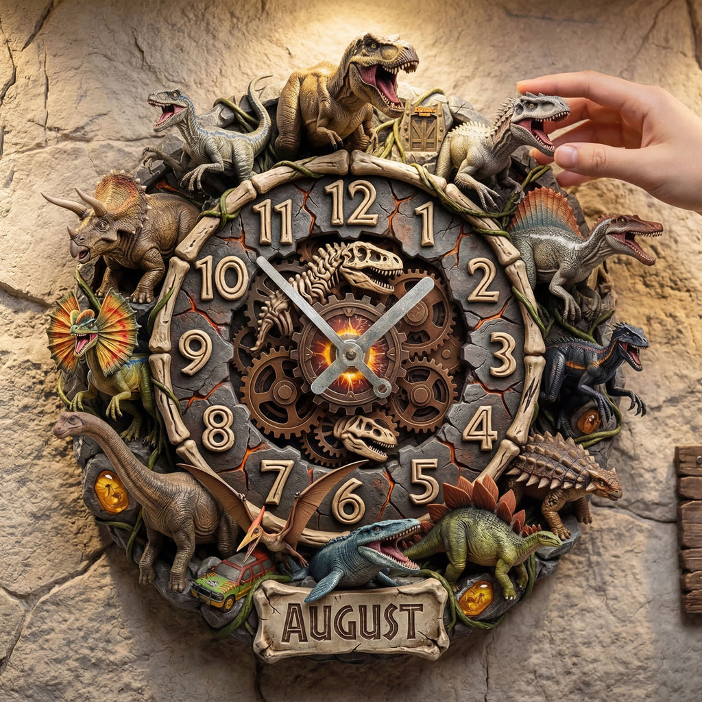 Dinosaur Acrylic Hanging Wall Clock - Personalized Gifts For Dinosaur Lovers 02huti140326