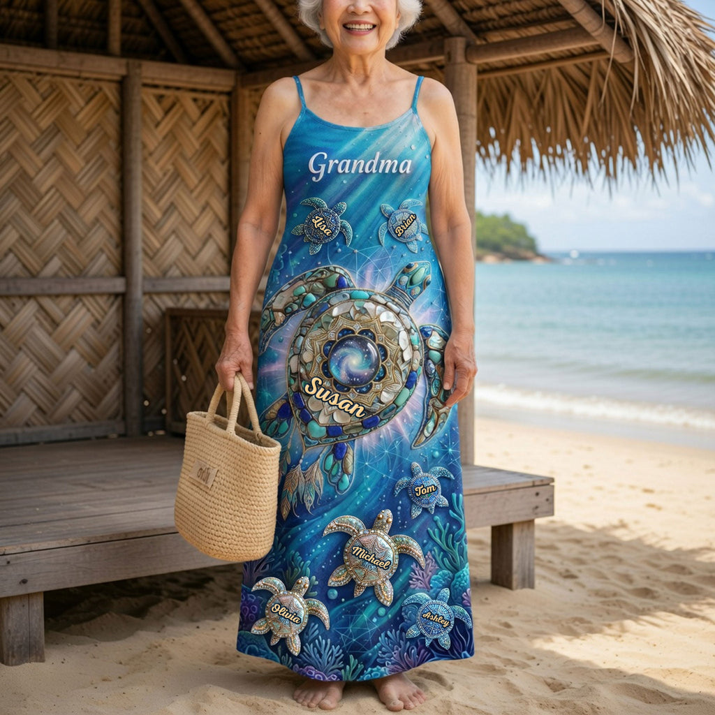 Turtle Grandma And Kids Maxi Dress - Personalized Gifts For Grandma 05HUTI080426