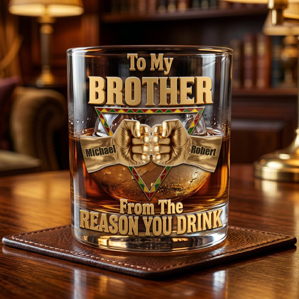 Black Brothers Round Glass - Personalized Gifts For Brothers 01huti060626