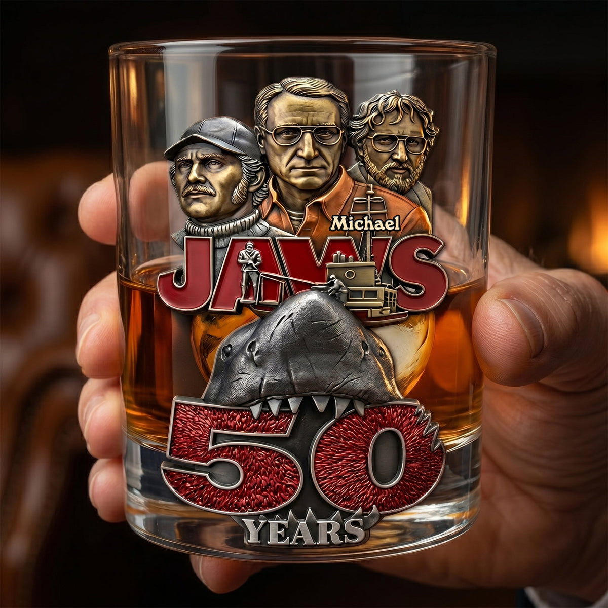 50 Years of Ocean Thrills Round Glass - Personalized Gifts 04ohti120626