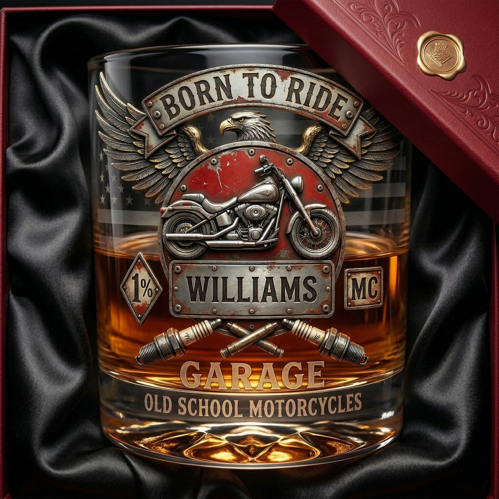 Born To Ride 11oz Round Glass - Personalized Gifts For Bikers 03pati300326