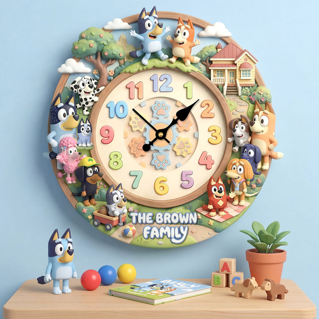 Lovely Characters Hanging Wall Clock - Personalized Gifts For Family 01huti060326