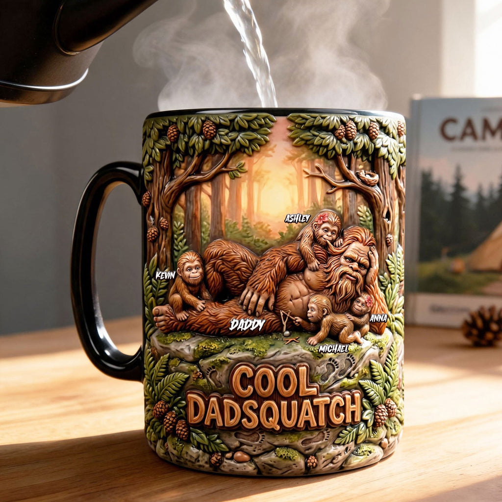 Lazy Chilling Sasquatch Dad Magic Mug, Personalized Gifts For Dads 03qhti070526