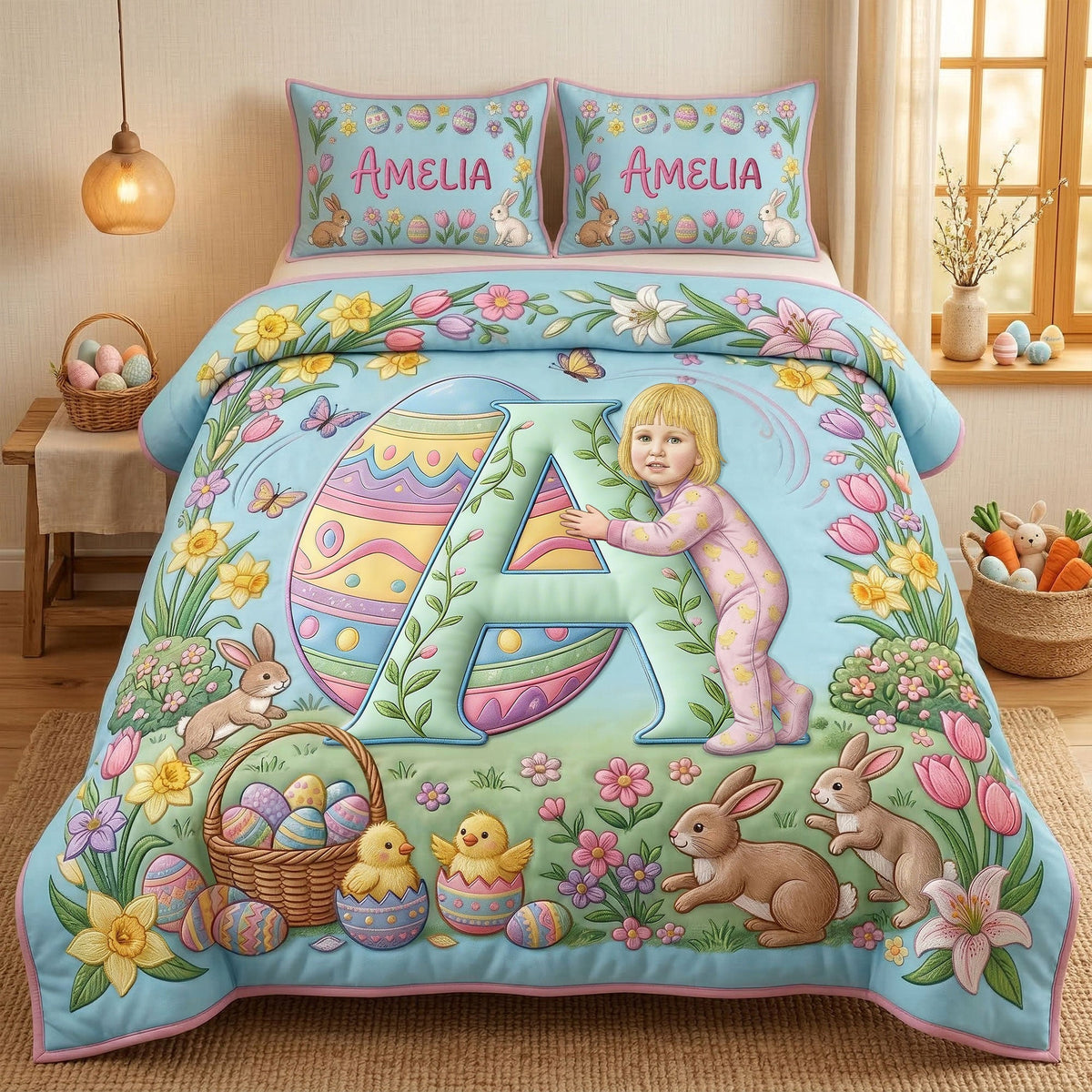 Easter Alphabet Quilt Bed Set - Custom Photo Gifts 03PATI190326