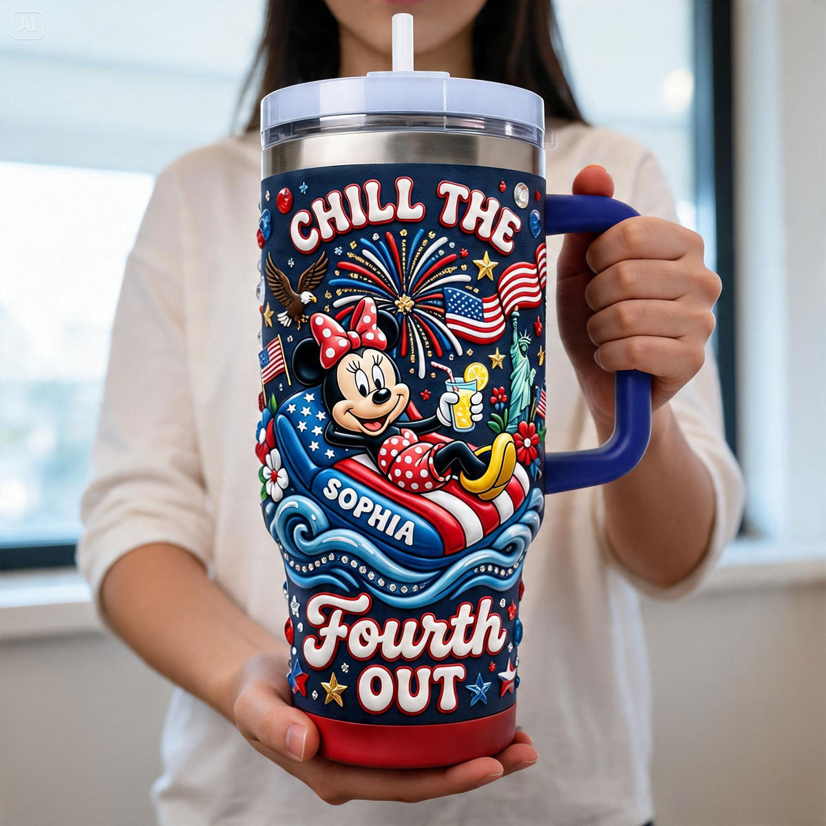 USA Summer Celebration 40oz Tumbler With Handle - Personalized Gifts 04pati190626