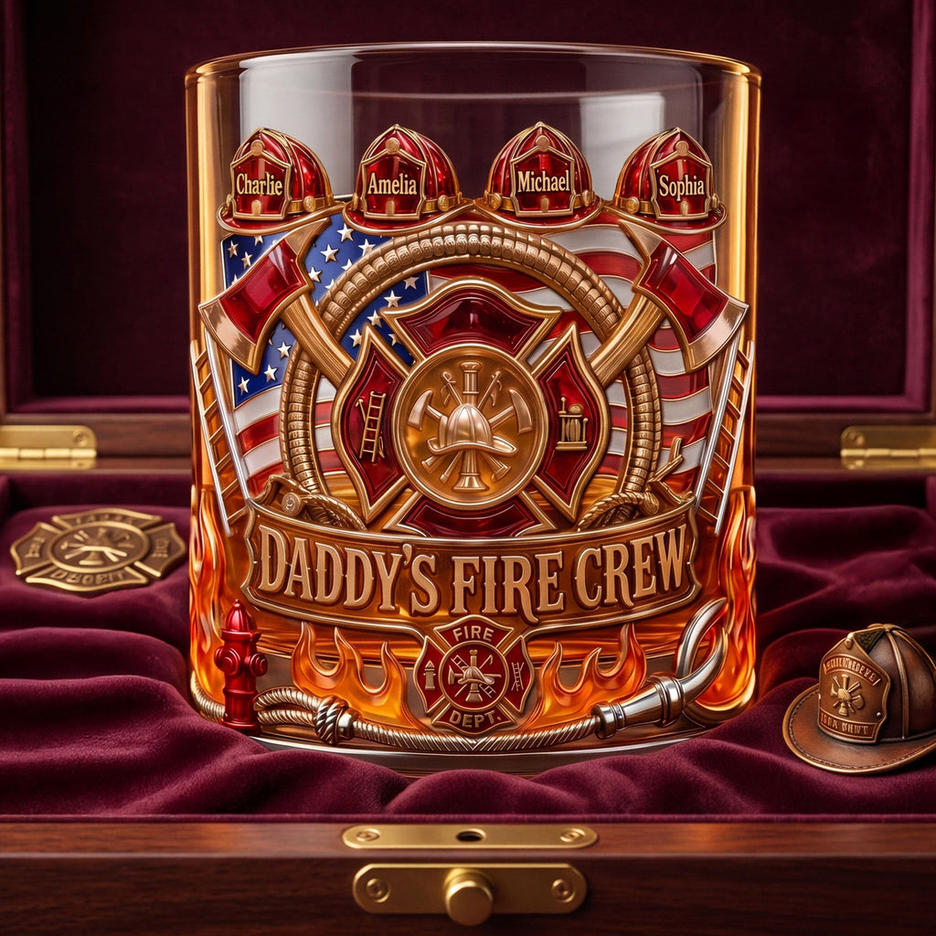 Firefighter Daddy's Crew Glass Mug Personalized Gifts For Dad 01PATI060526