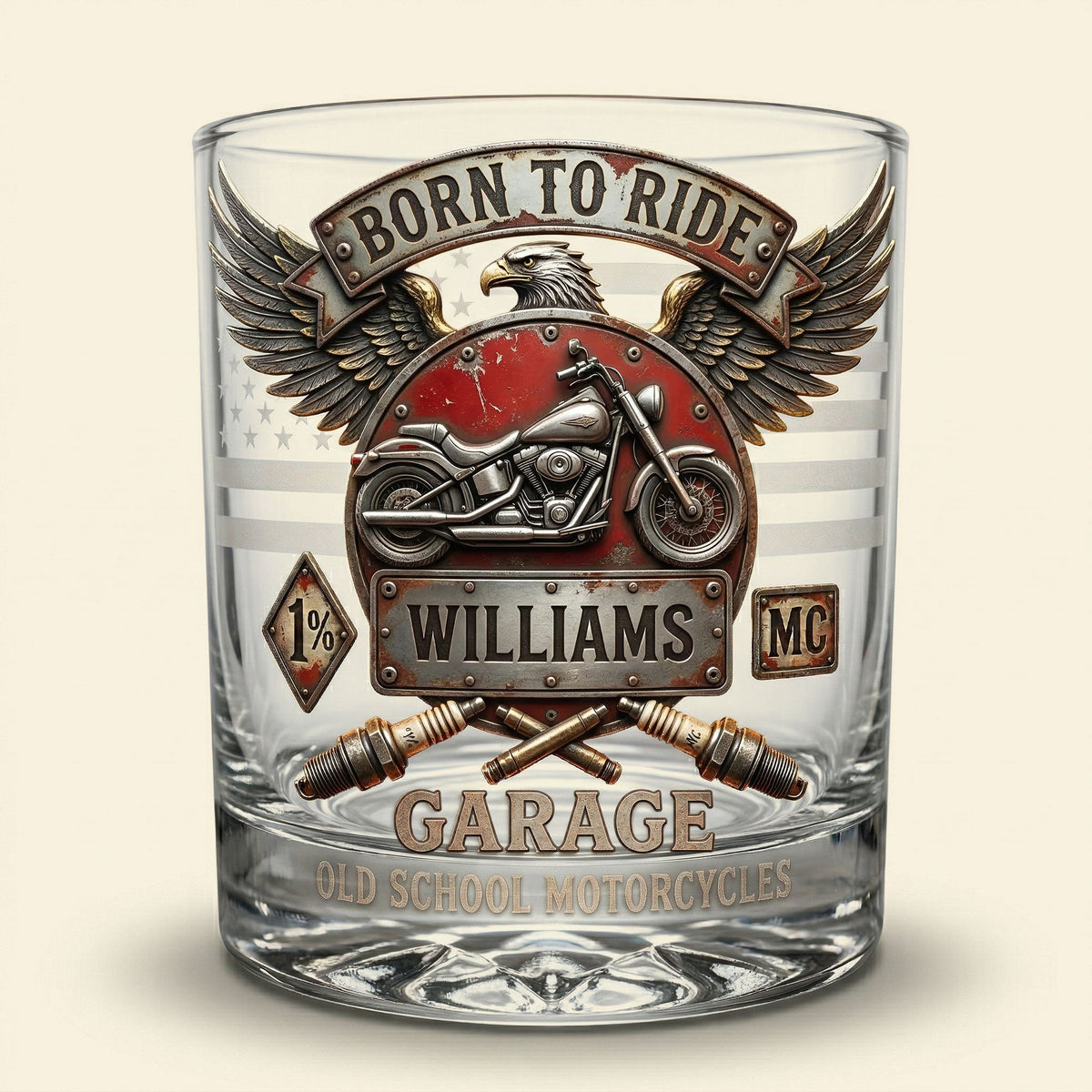 Born To Ride 11oz Round Glass - Personalized Gifts For Bikers 03pati300326