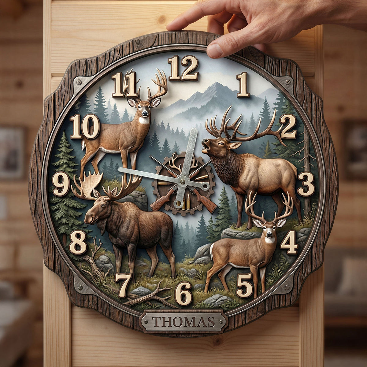 Hunting Hanging Wall Clock - Personalized Gifts For Hunters 01huti250326