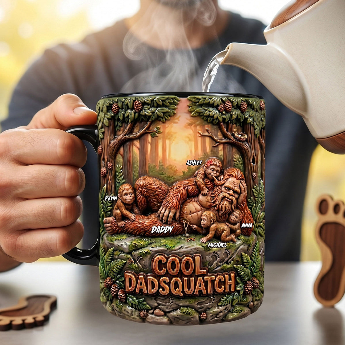 Lazy Chilling Sasquatch Dad Magic Mug, Personalized Gifts For Dads 03qhti070526