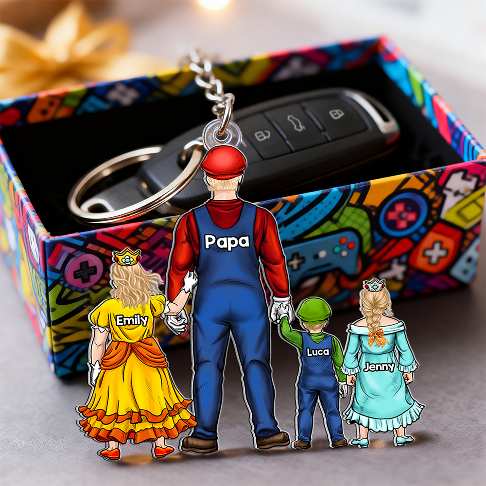 Retro Game Dad Keychain - Personalized Gifts For Father's Day Keychain 051QHHU160525PA