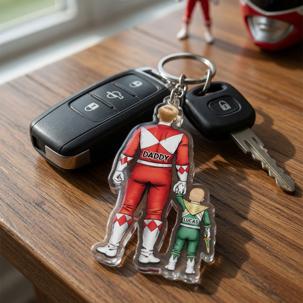 Hero Dad & Sidekick Keychain – Personalized Gifts For Dad 031qhhu070525hh