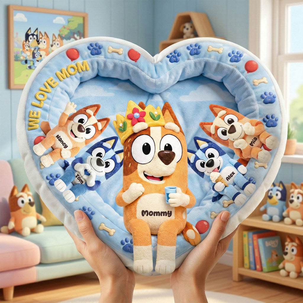 Queen Mom & Kids Heart Pillow – Personalized Gifts For Mom 05OHTI270226