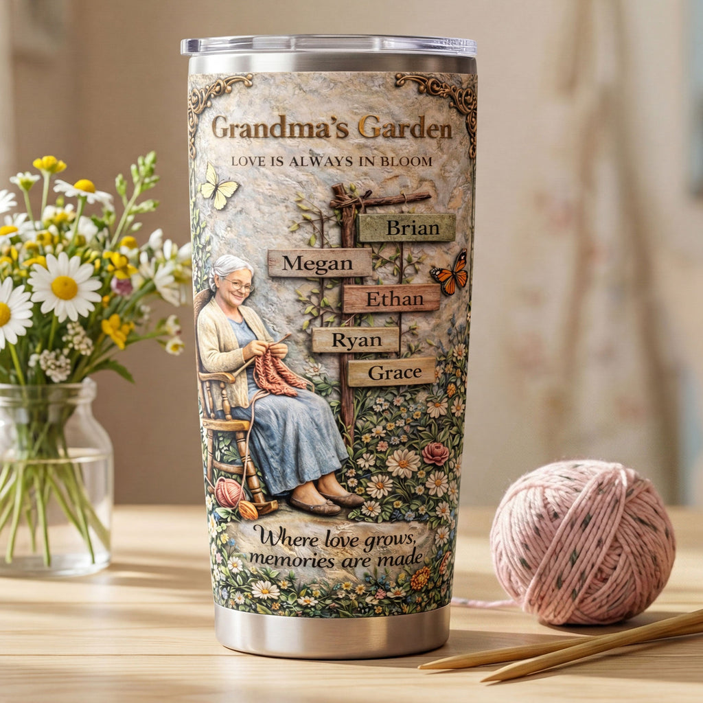 Vintage Grandma's Garden 20oz Tumbler - Personalized Gifts For Grandma Tumbler 04TYTI020326