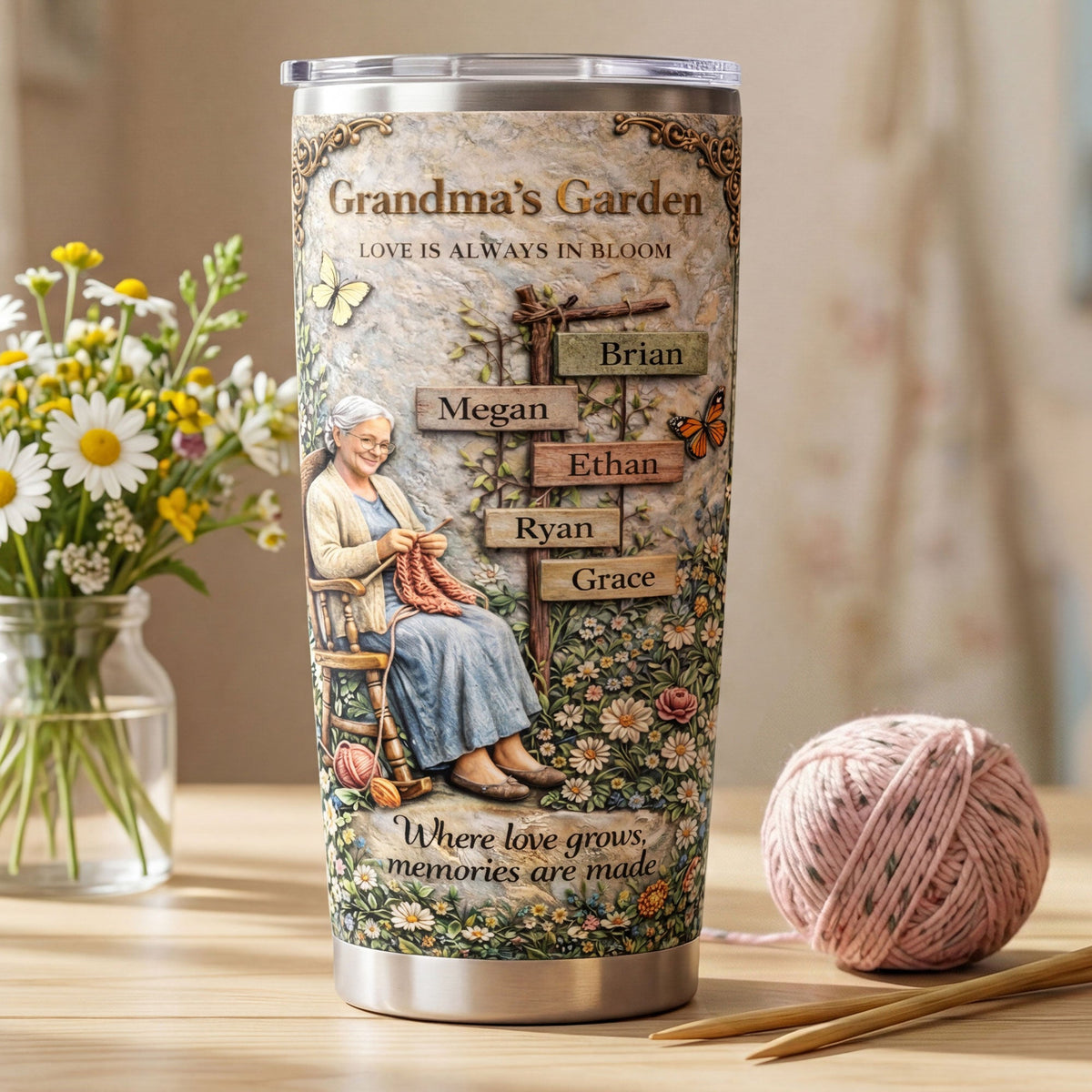 Vintage Grandma's Garden 20oz Tumbler - Personalized Gifts For Grandma Tumbler 04TYTI020326