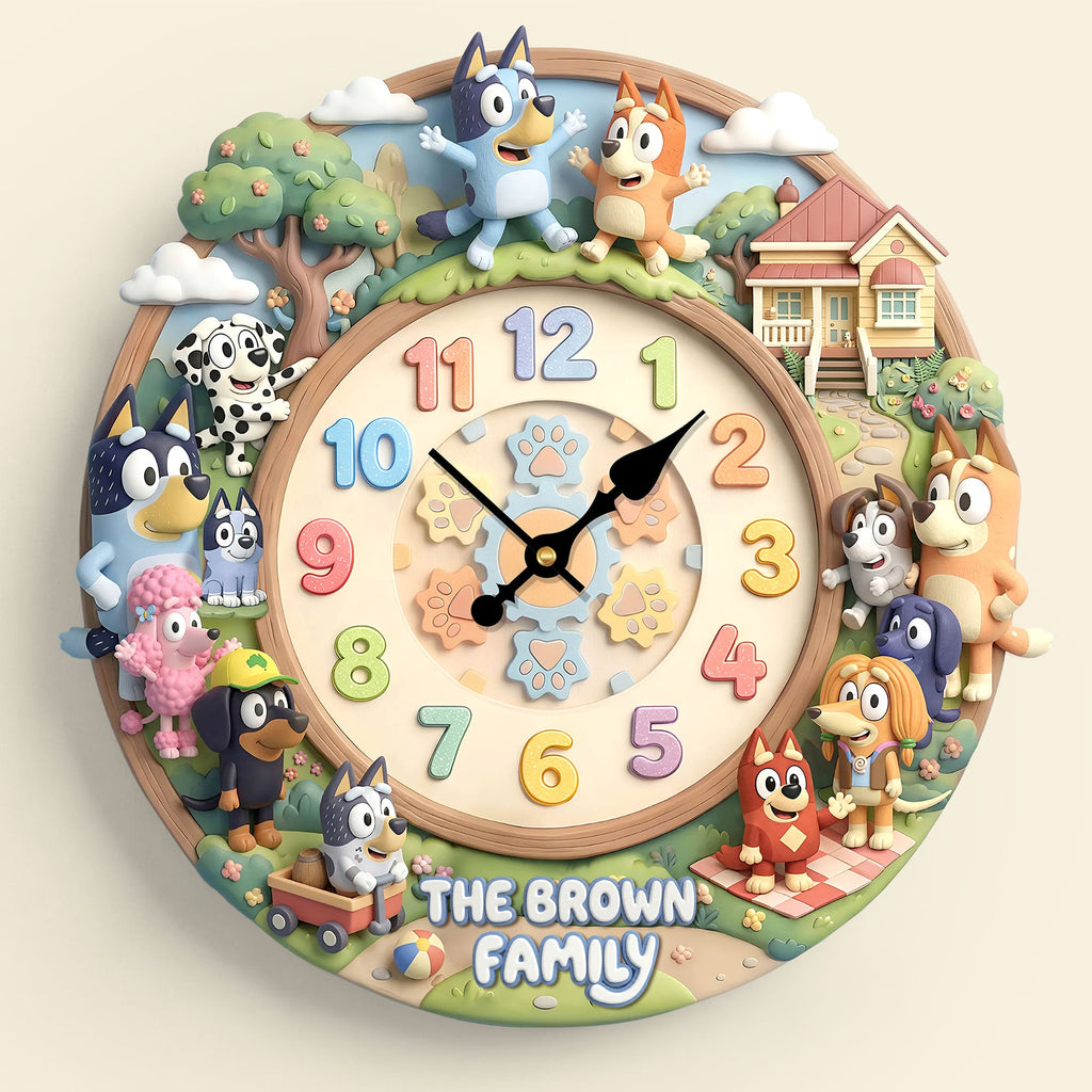 Lovely Characters Hanging Wall Clock - Personalized Gifts For Family 01huti060326