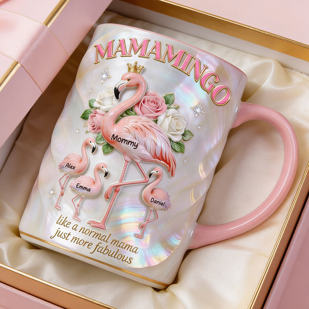 Flamingo Mom And Kids Coffee Accent Mug - Personalized Gifts For Mother's Day Coffee Mug 04PGTI100326