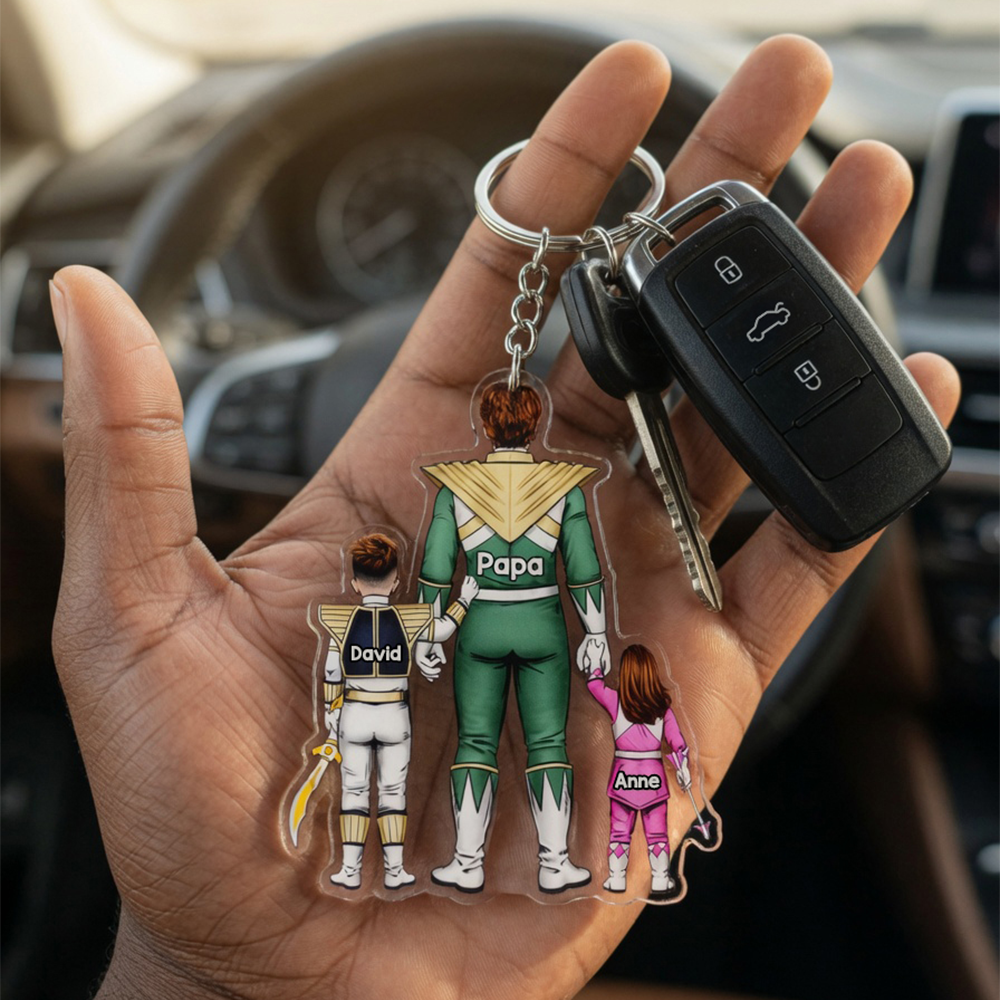 Hero Dad & Sidekick Keychain – Personalized Gifts For Dad 031qhhu070525hh