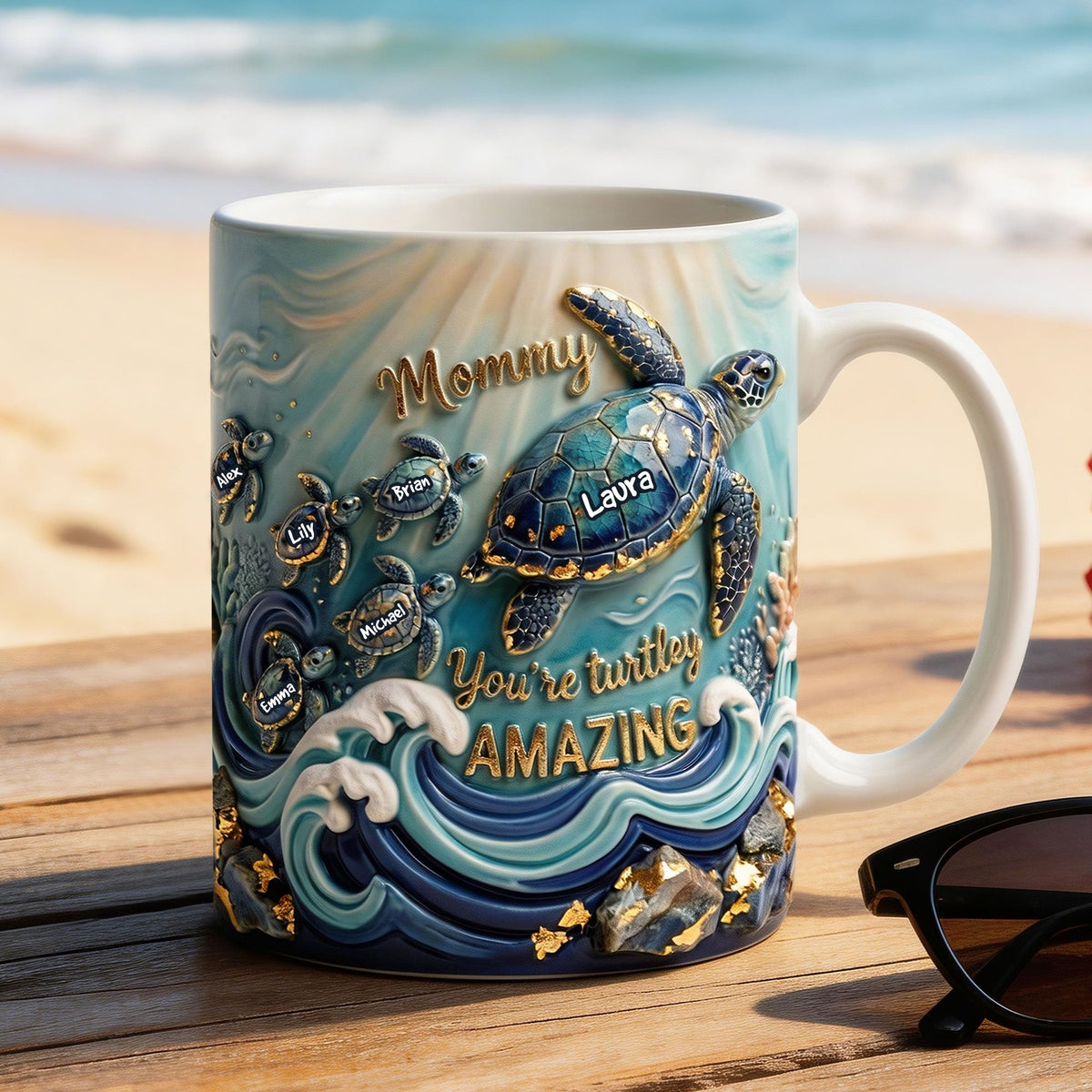 Turtle Mom and Kids Coffee Mug - Personalized Gifts For Mom 04pati140426