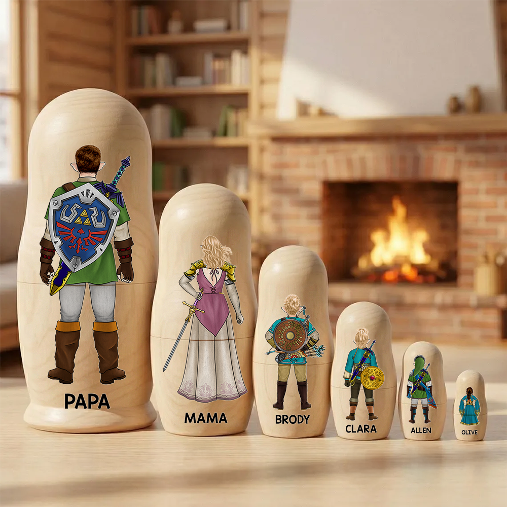 Adventure Family Nesting Dolls - Personalized Gifts For Family Wooden Nesting Dolls 02QHHU090426HG