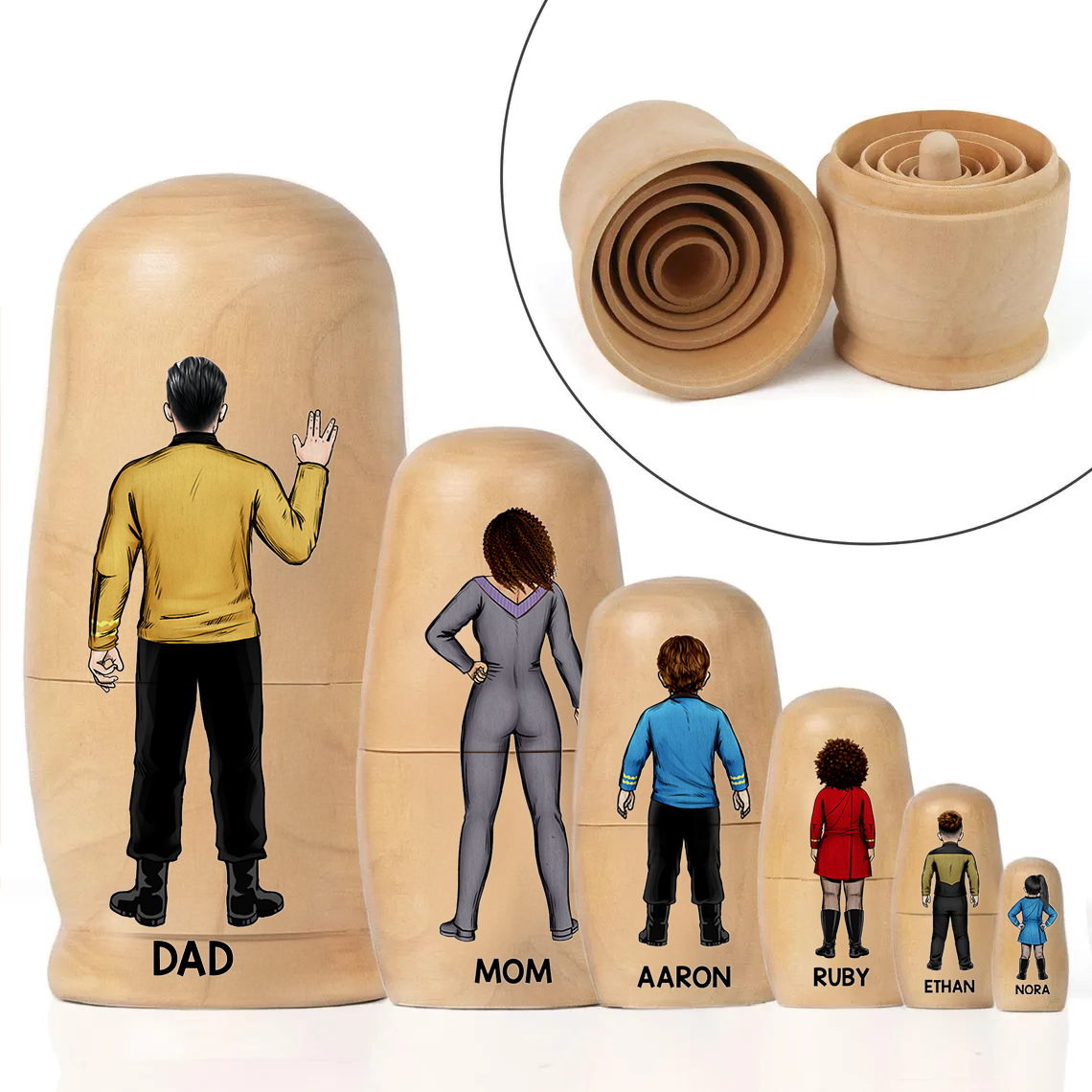 Sci-fi Theme Family Nesting Dolls - Personalized Gifts For Family Wooden Nesting Dolls 01QHHU90426HH