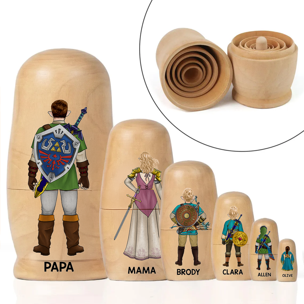 Adventure Family Nesting Dolls - Personalized Gifts For Family Wooden Nesting Dolls 02QHHU090426HG