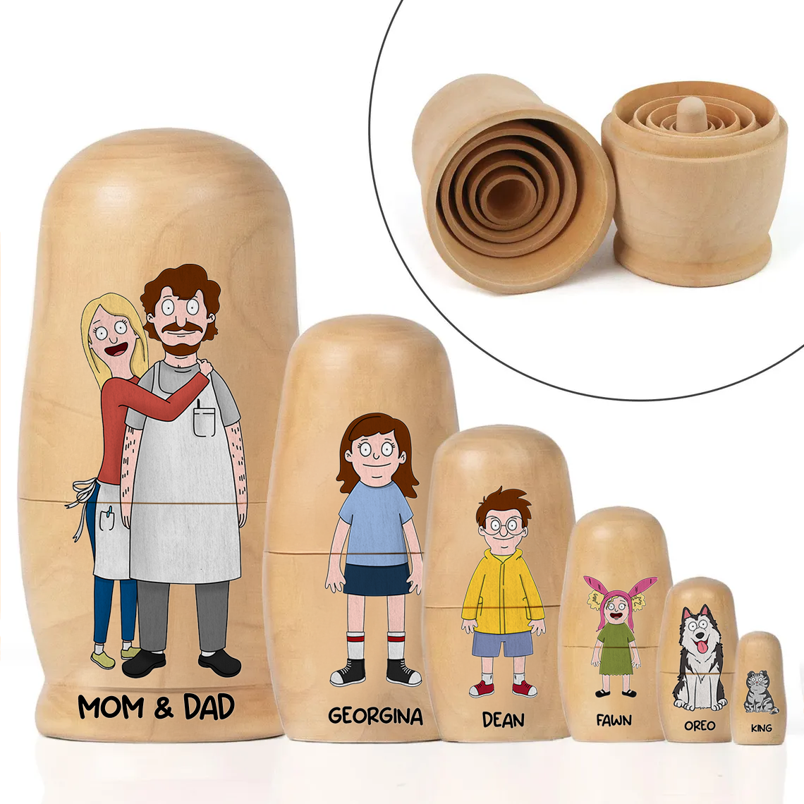 Quirky Family Wooden Nesting Dolls - Personalized Mother's Day Gifts 04qhhu090426