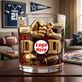 Vintage Football DAD Whiskey Glass - Fist Bump - Personalized Gifts For Men